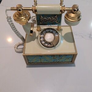 Vintage DECO-TEL  western  Electric French Provincial Cream Brass Rotary Phone